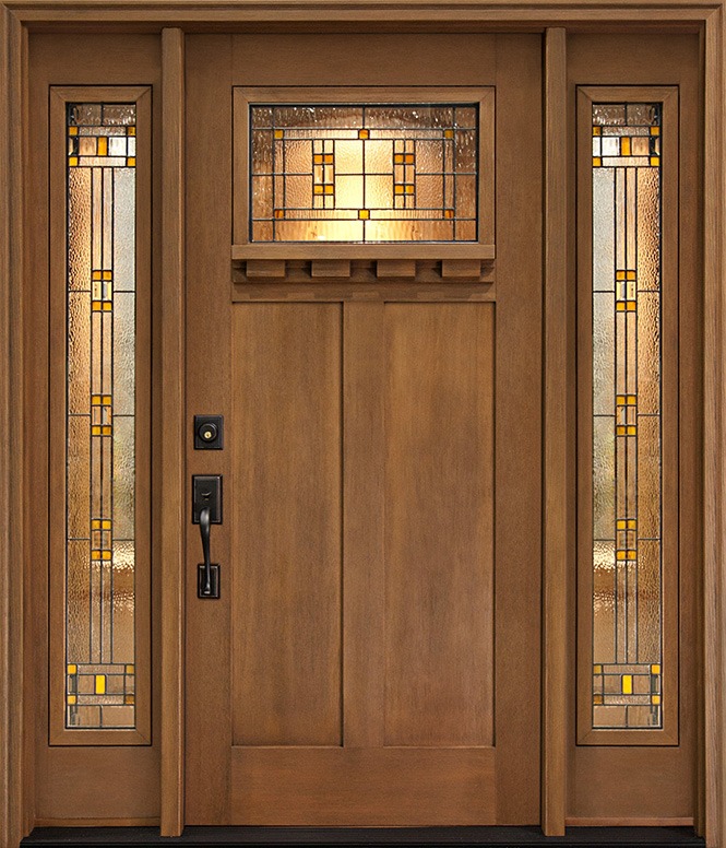 craftsman entry door with cimarron glass