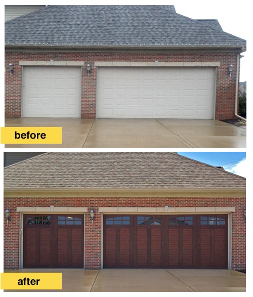 Clopay garage door before and after