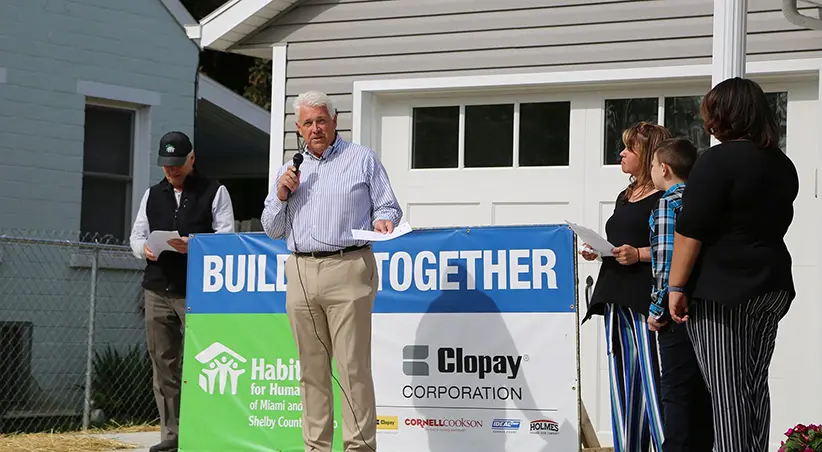 Clopay President Steve Lynch at the Dedication Ceremony