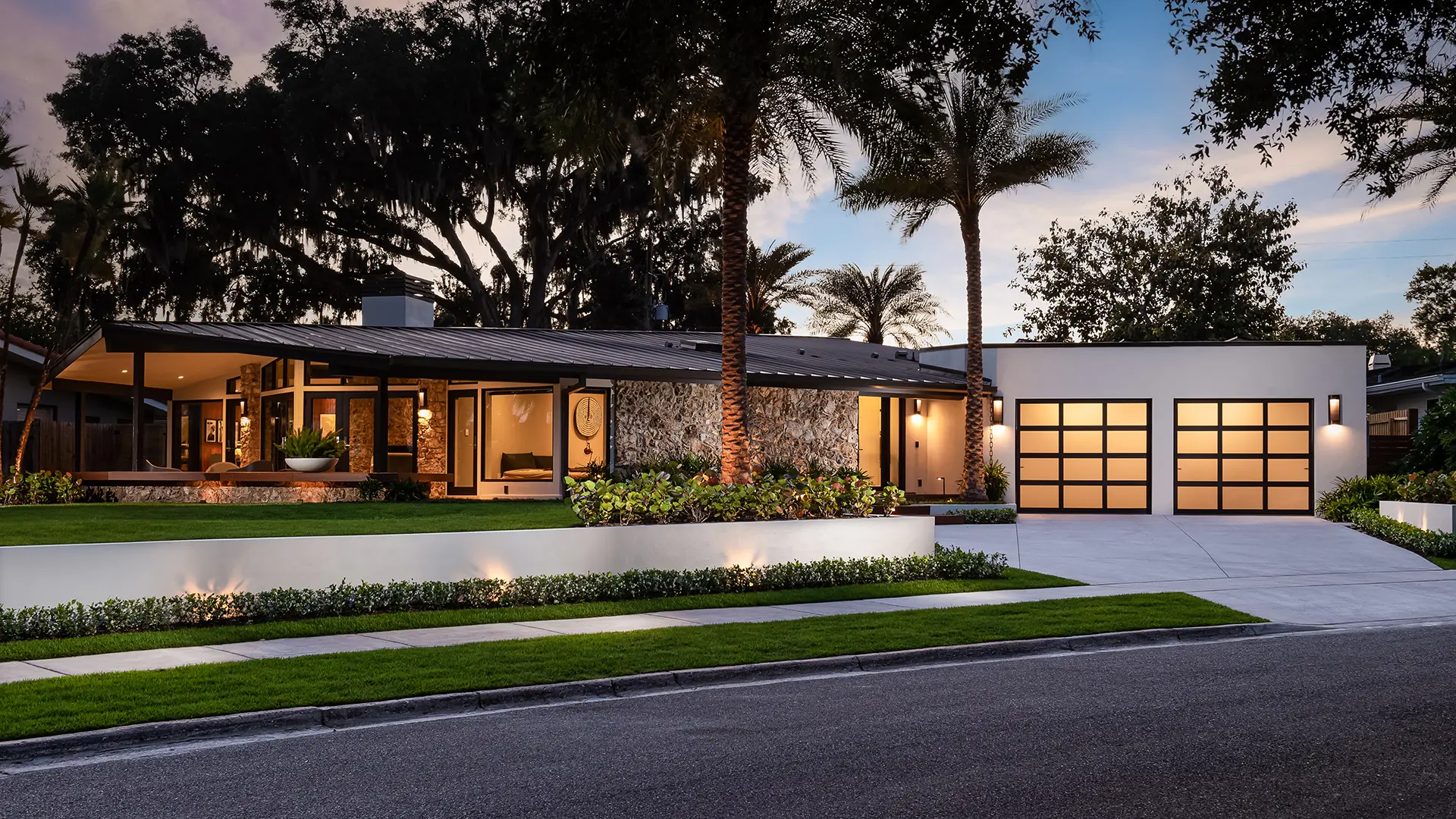 Avante aluminum and glass garage door with black anodized frame