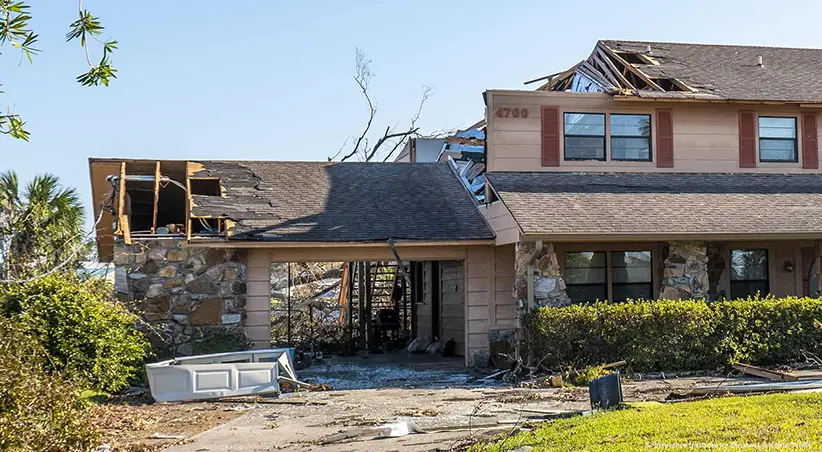 Hurricane Damaged House