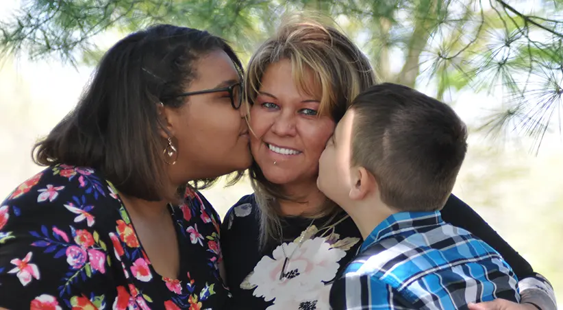 Marie Strunk and two of her children