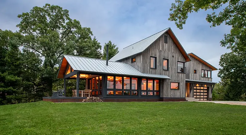 Modern Steel on rural house