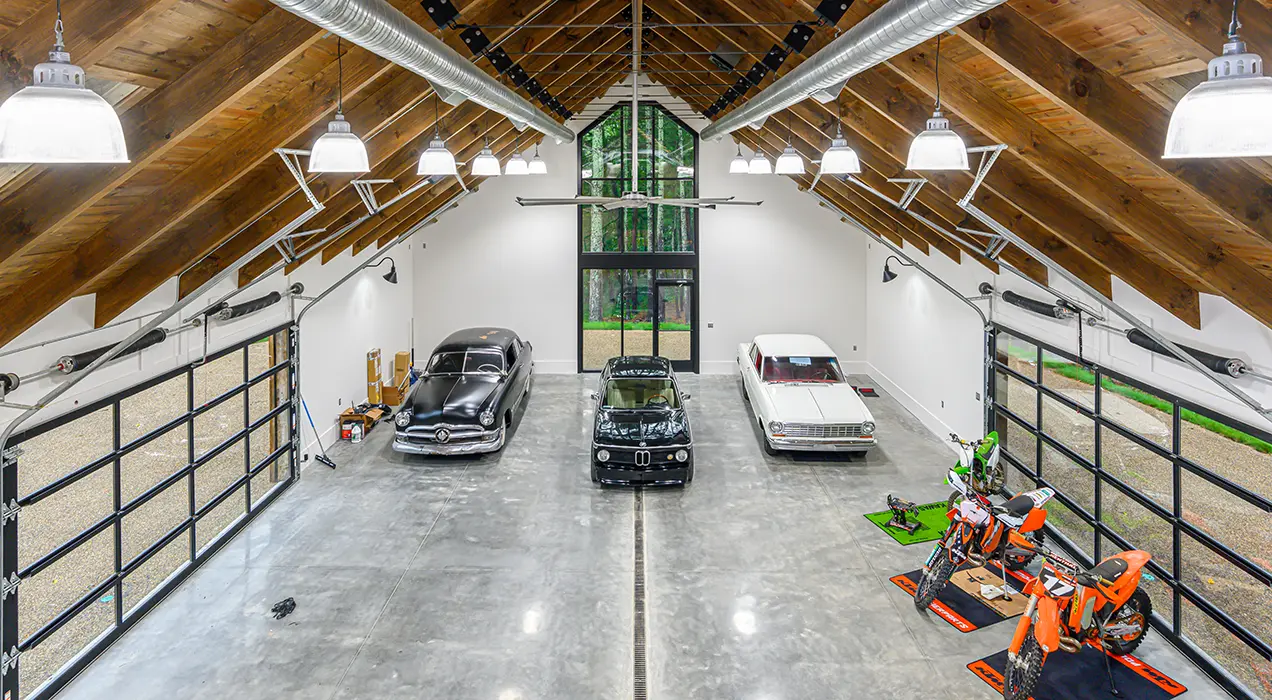 Follow the Roof Garage Door Track in hobby barn