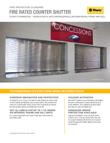 Fire-Rated Counter Door Feature Sheet Fire-Rated Counter Door Feature Sheet