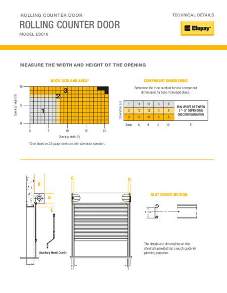 Rolling Counter Door Technical Details Sheet Rolling Counter Door Technical Details Sheet