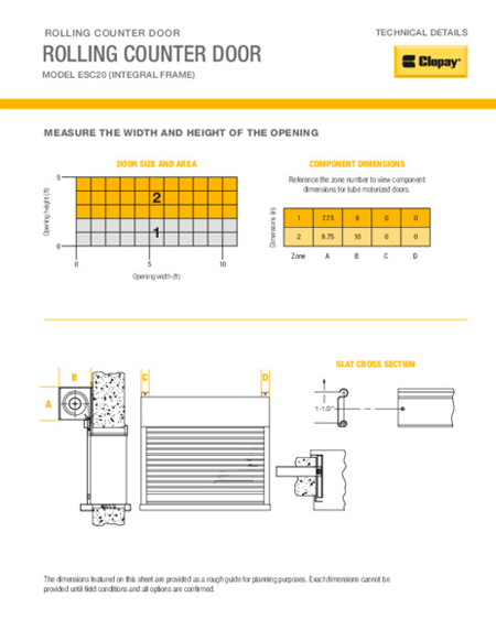 Rolling Counter Door with Integral Frame Technical Details Sheet Rolling Counter Door with Integral Frame Technical Details Sheet