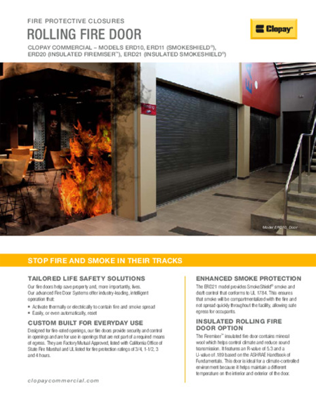 Rolling Fire Door Feature Sheet Rolling Fire Door Feature Sheet