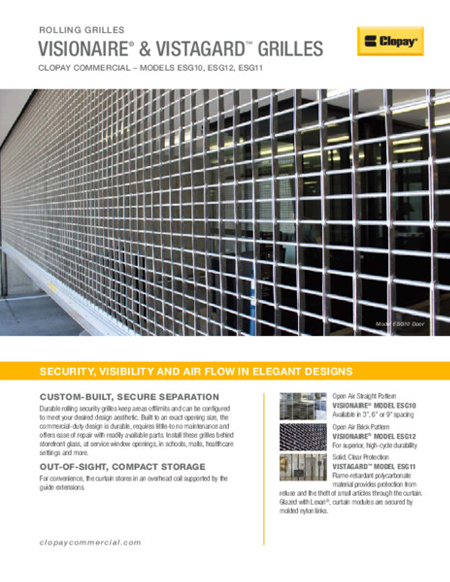 Visionaire & VistaGard Grilles Feature Sheet Visionaire & VistaGard Grilles Feature Sheet