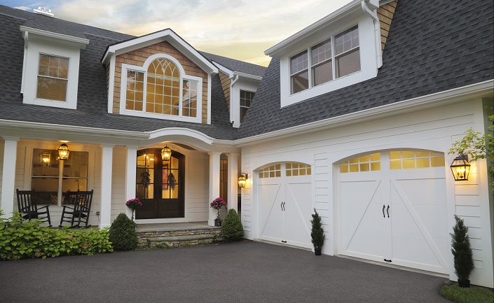 Clopay Coachman Collection White Garage Doors with Arched Windows