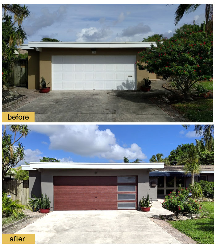 before and after a garage door makeover