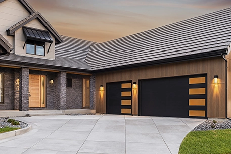 Modern steel garage door