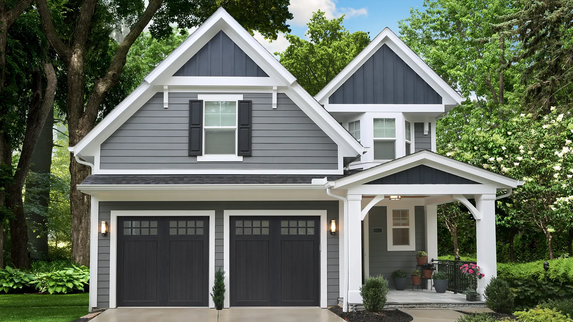 Canyon Ridge Black Garage Doors