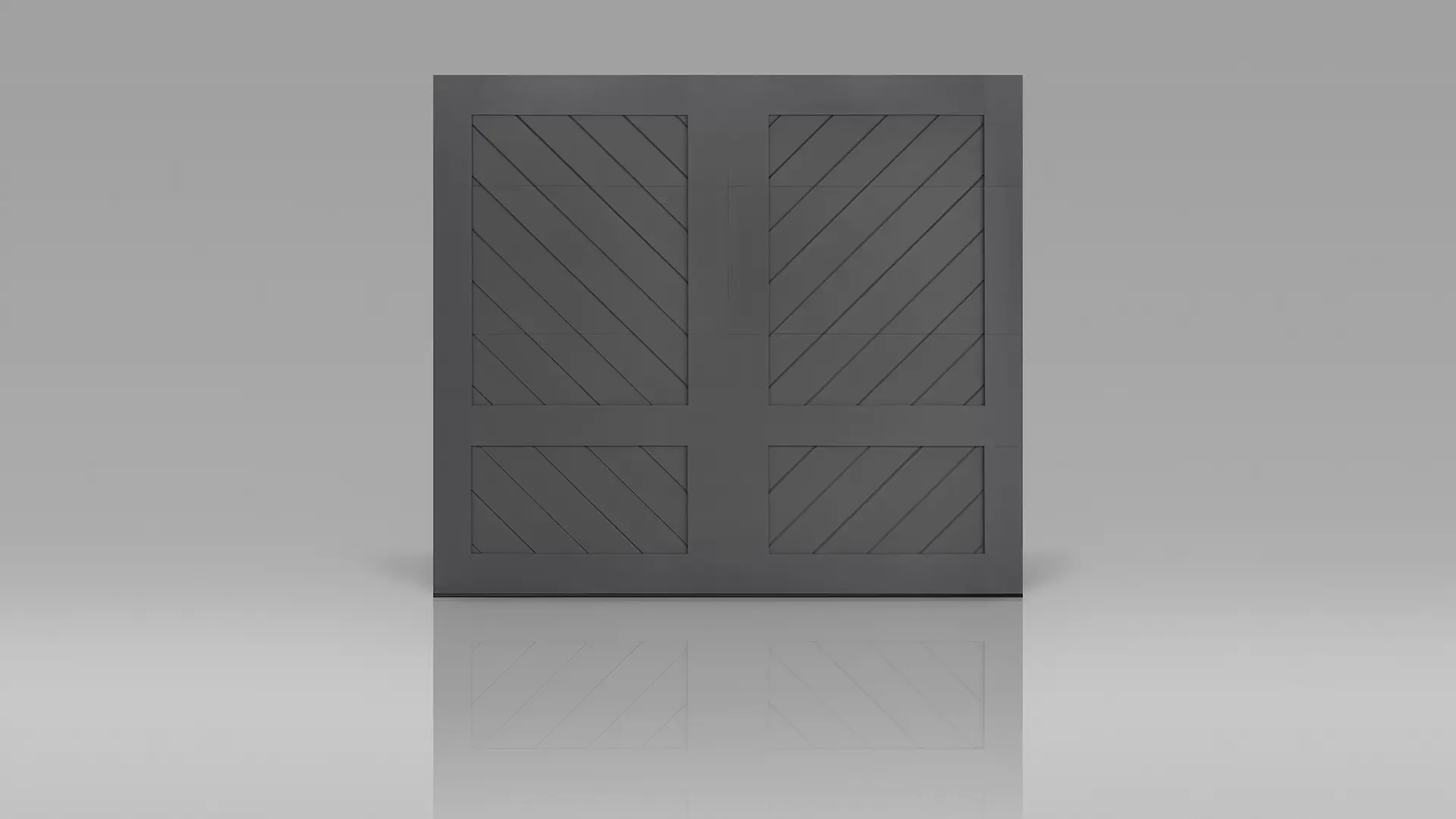 Canyon Ridge® Chevron garage door in Design 31, Option V in Charcoal