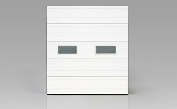 Energy Series with Intellicore | Model 3724 Minor Ribbed white garage door with windows
