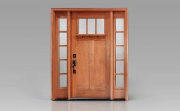 Craftsman Collection Entry Door - FF3321 with Dentil Shelf and Clarion Clear Simulated Divided 6 Lites Windows