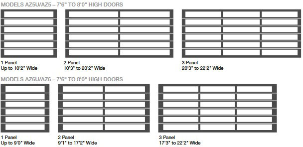 Clopay Avante® Sleek garage door panel configurations