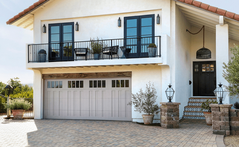Canyon Ridge 5-Layer Garage Door | Design 13 with REC14 windows, custom painted, Mahogany/Mahogany