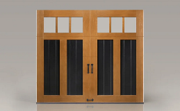 Canyon Ridge 5-Layer Garage Door | Design 12 REC13 Windows in two-tone Medium and Black Finish