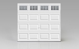 Classic Steel Garage Doors | Elegant Short panel design with Trenton Windows in White Finish
