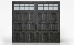 Gallery Steel Short Panel, SQ24 Windows in Ultra-Grain Oak Slate Finish
