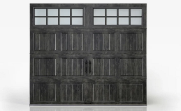 Gallery Steel Short Panel, SQ24 Windows in Ultra-Grain Oak Slate Finish
