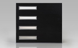 Modern Steel Flush Panel with Contemporary Slim Windows Down Left Side in Black Finish