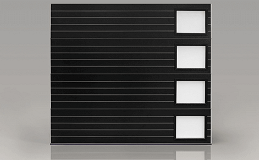 Modern Steel Grooved Panel with Short Panel Windows Down Right Side in Black Finish