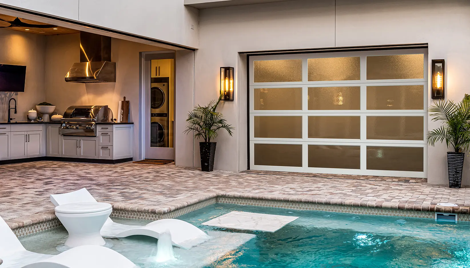 Avante Garage door by pool