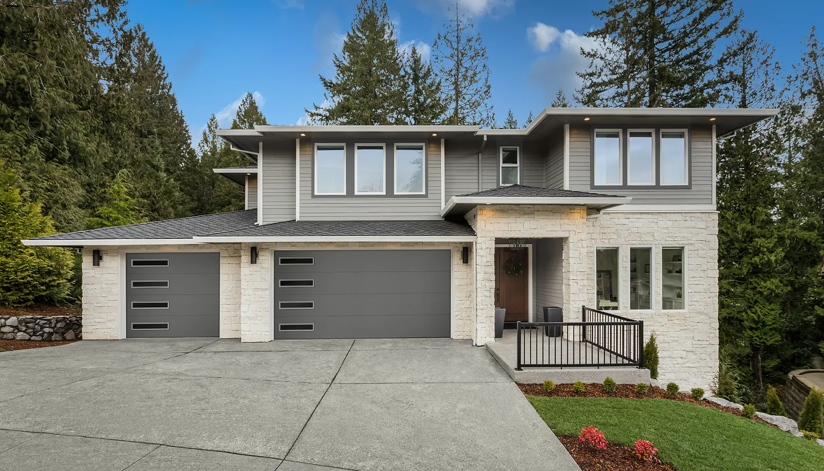 Modern Steel garage door in Lustra Charcoal