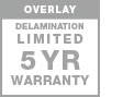 5 year warranty overlay delamanation